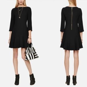 kate spade new york Flounce Crepe Mini Dress in Black‎ 4